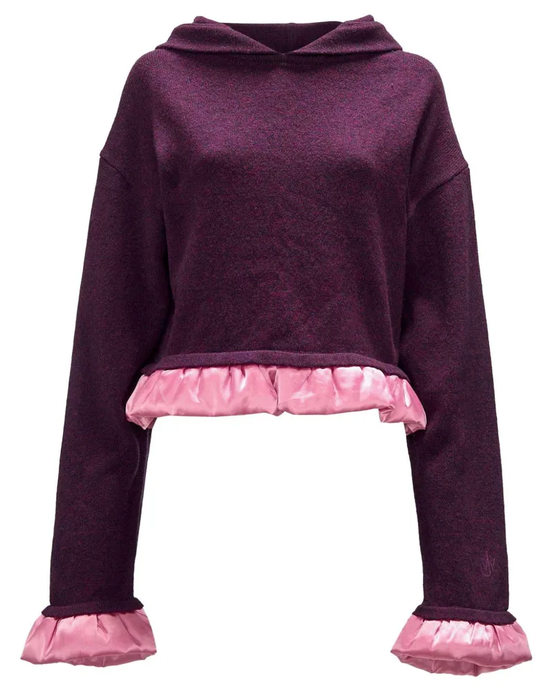 J.W.Anderson Cropped-Hoodie mit Satinbesatz - Violett Violett