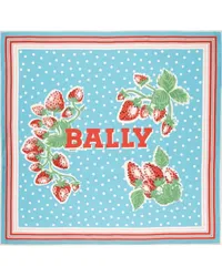 Bally Seidenschal mit Erdbeeren-Print Blau