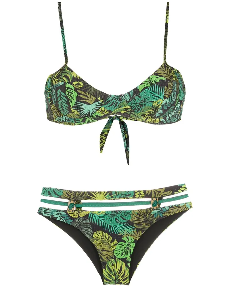 Amir Slama High-Waist-Bikini mit tropischem Print - Grün Grün