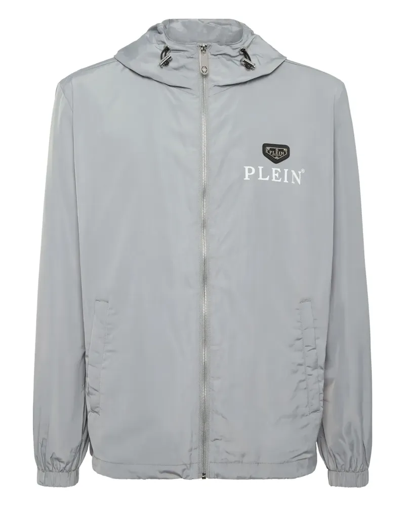 Philipp Plein Kapuzenjacke mit Logo-Schild - Grau Grau