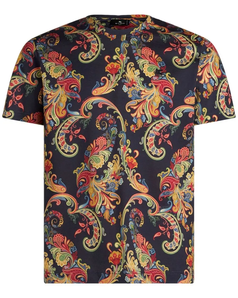 Etro T-Shirt mit Paisleymuster Blau