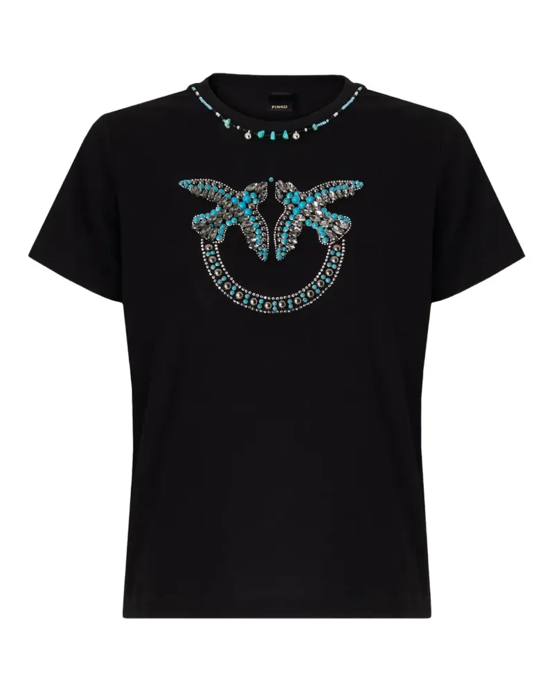 Pinko T-Shirt mit Perlen - Schwarz Schwarz