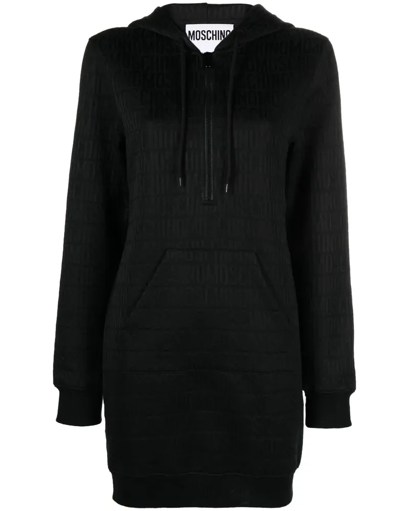 Moschino Kapuzenkleid mit Monogramm-Print - Schwarz Schwarz