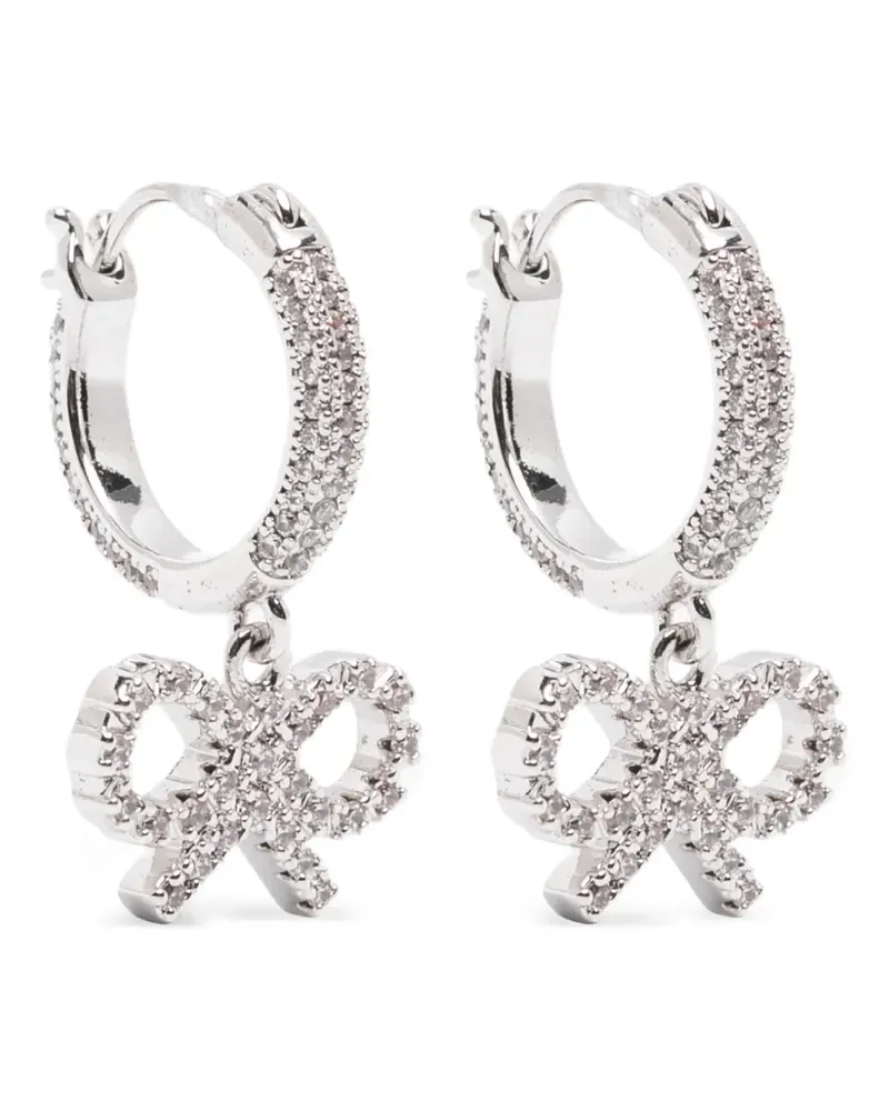 Self-Portrait crystal bow hoop earrings - Silber Silber