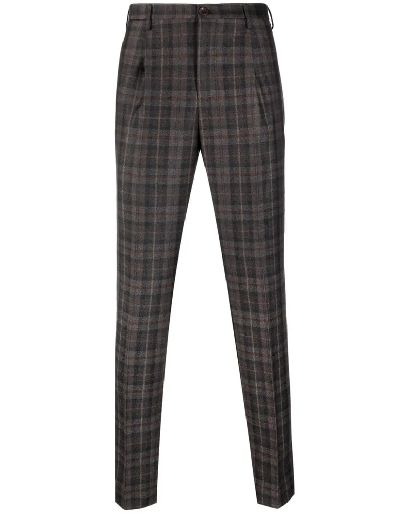 Incotex Tapered-Hose mit Karomuster - Braun Braun