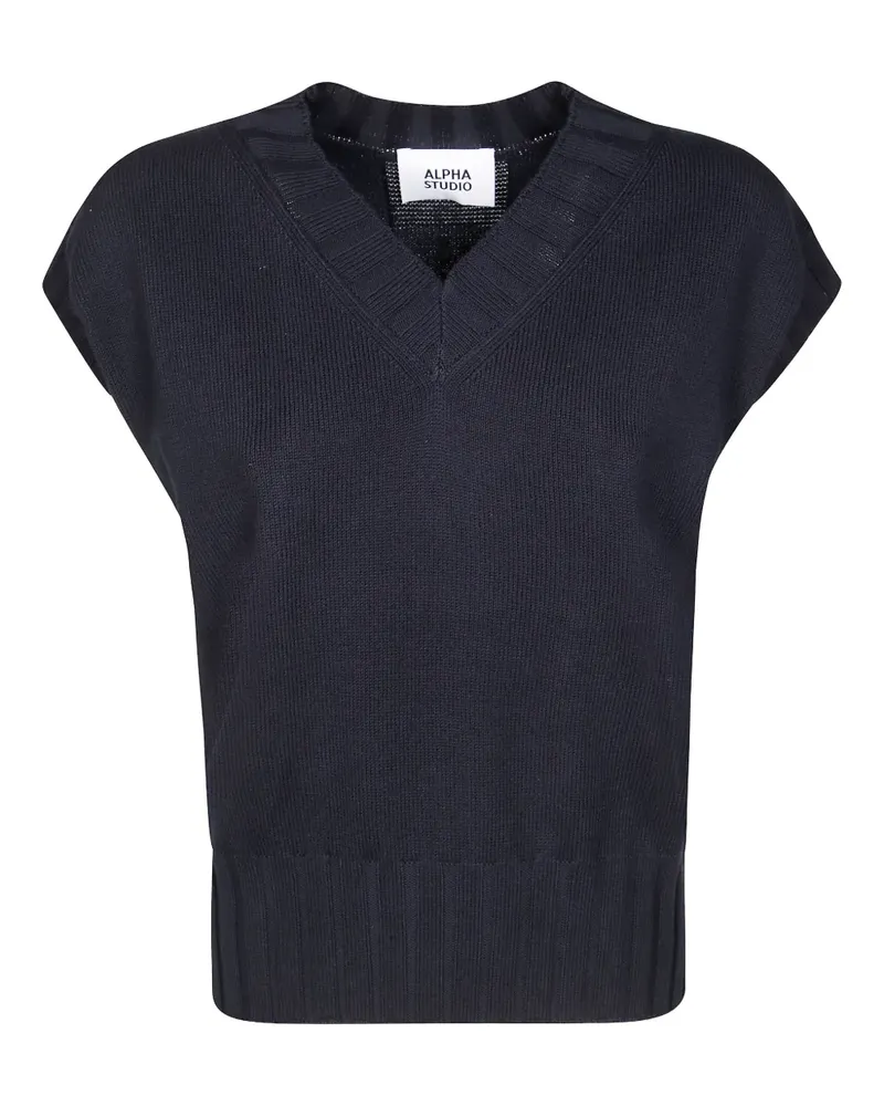 Alpha Studio T-Shirt mit V-Ausschnitt - Blau Blau