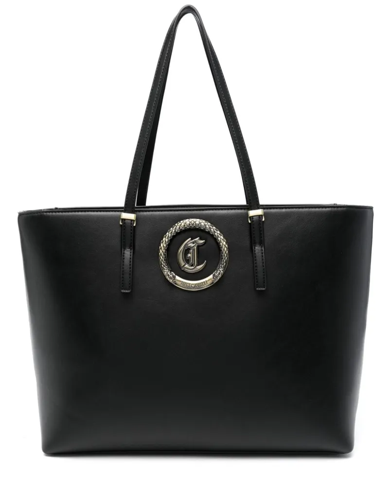 Just Cavalli Shopper mit Logo-Schild Schwarz