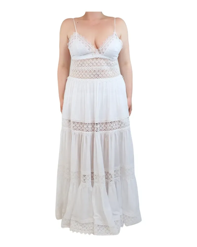 Charo Ruiz embroidered tiered maxi dress - Weiß Weiß