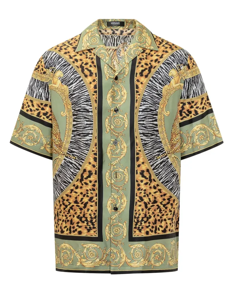 Versace Hemd mit Leoparden-Print - Grün Grün