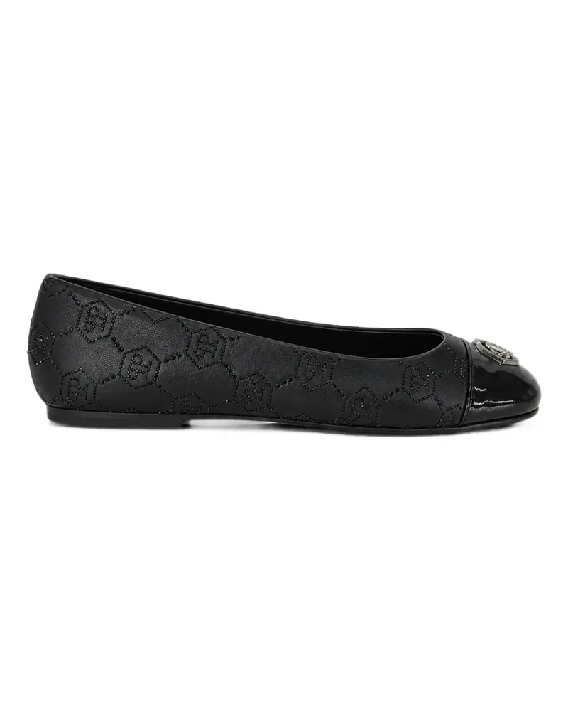 Philipp Plein nappa leather ballerina flats monogram strass - Schwarz Schwarz
