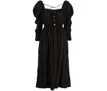 Nora Midikleid mit Puffärmeln - Schwarz
