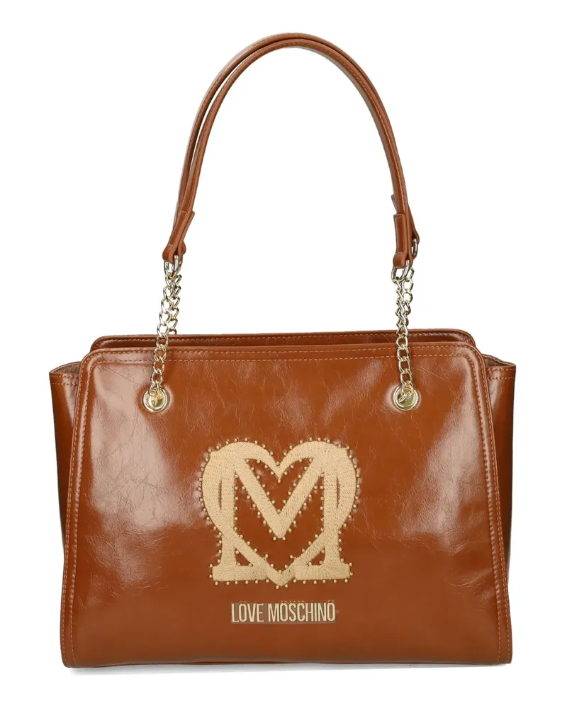 Moschino Schultertasche mit Nieten - Braun Braun