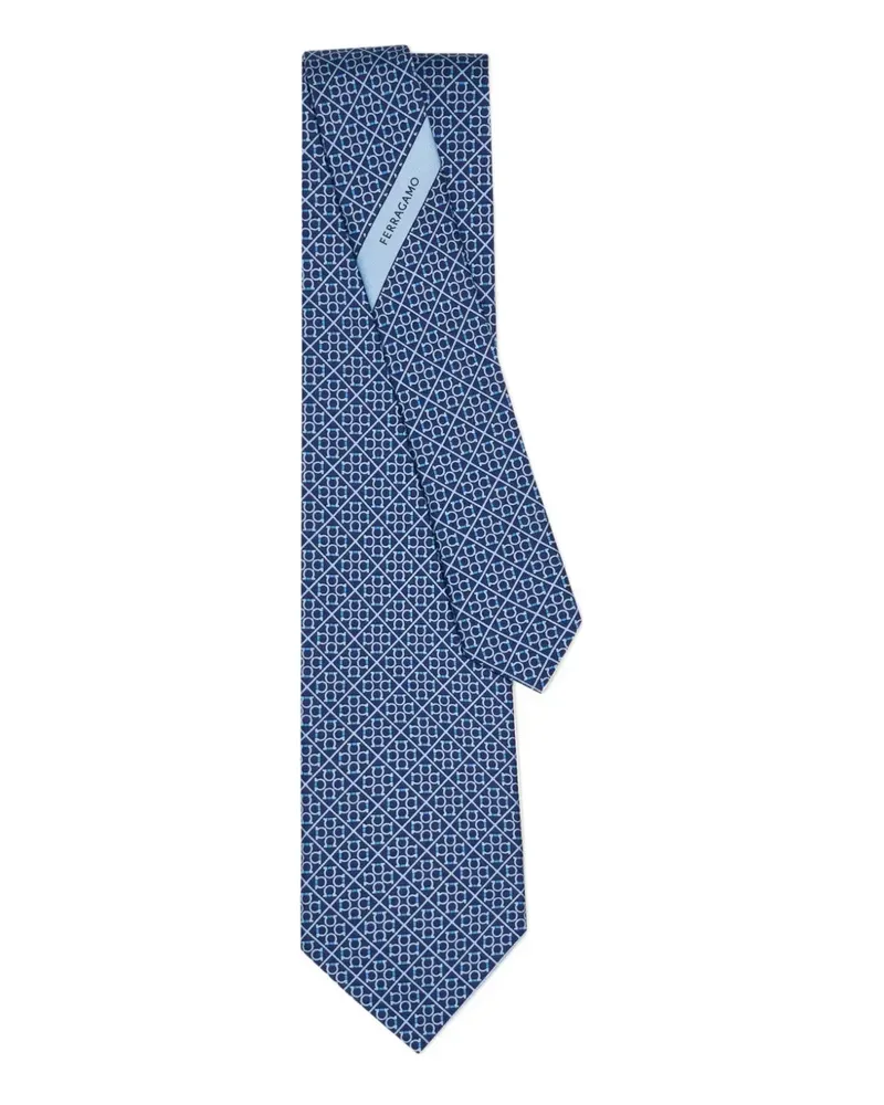 Ferragamo Seidenkrawatte mit Gancini-Monogramm - Blau Blau