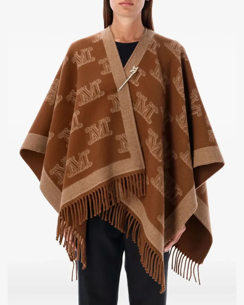 Max Mara Poncho mit Monogramm - Braun Braun