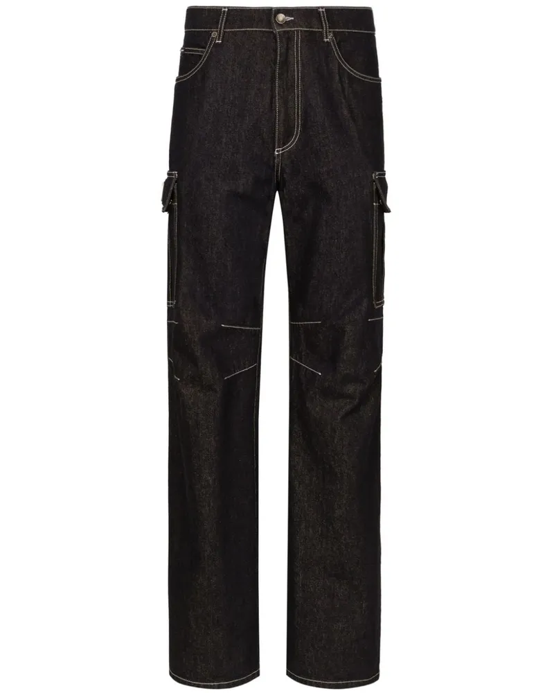 Dolce & Gabbana Cargo-Jeans mit Logo-Schild Schwarz