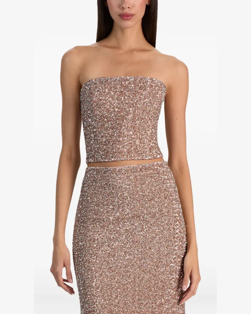 Alice + Olivia Cosette sequin-embellished strapless bustier - Rosa Rosa