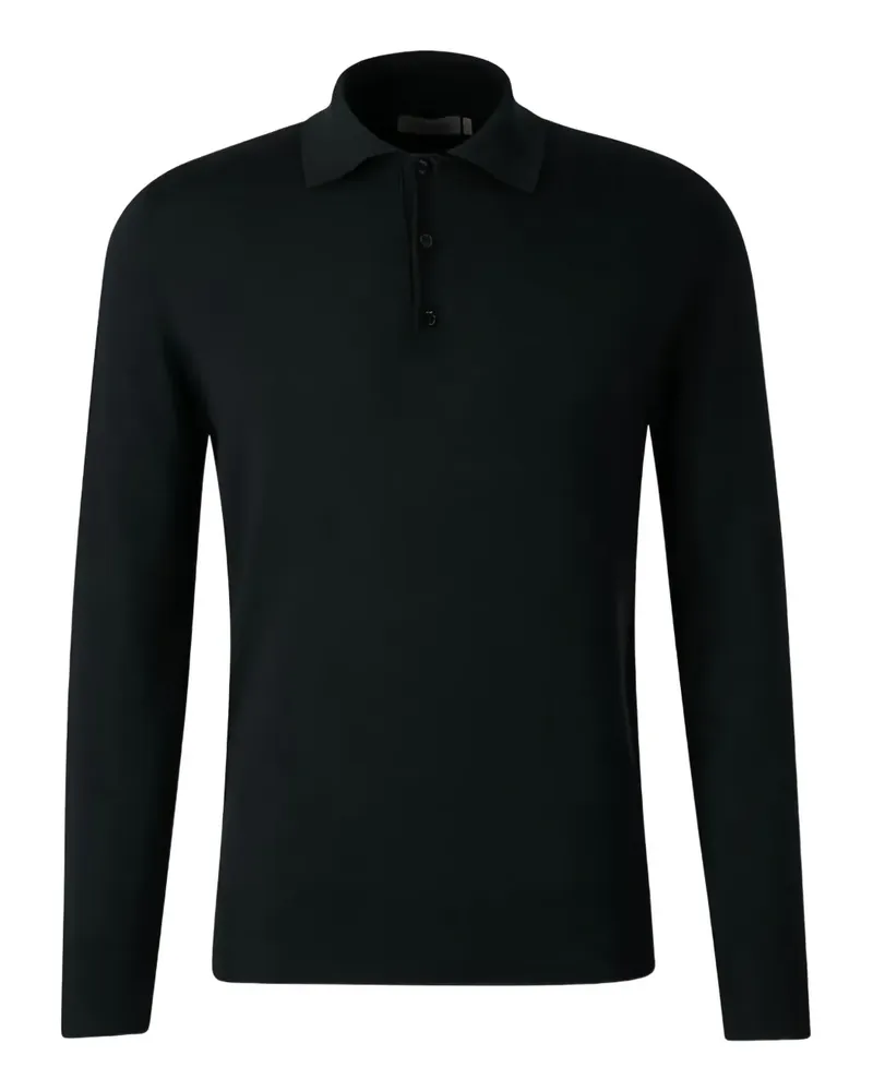 Canali Langärmeliges Poloshirt - Schwarz Schwarz