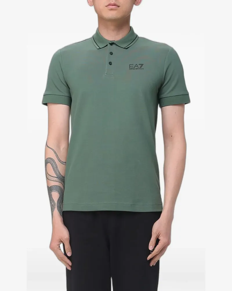 EA7 logo-print short-sleeve polo shirt - Grün Grün