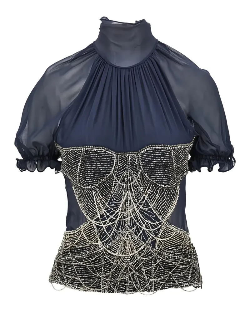 ATTICO bead-embellished silk top - Violett Violett