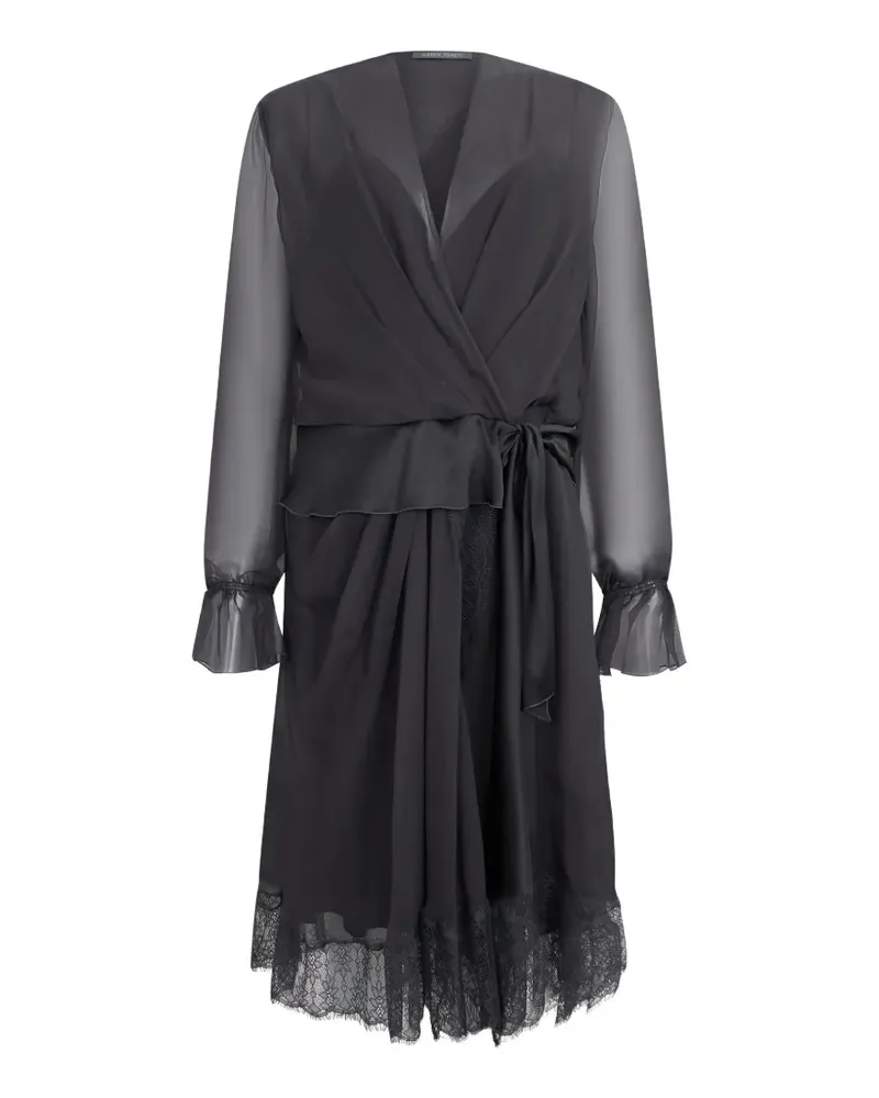 Alberta Ferretti Kleid mit Sheer-Ärmeln - Schwarz Schwarz