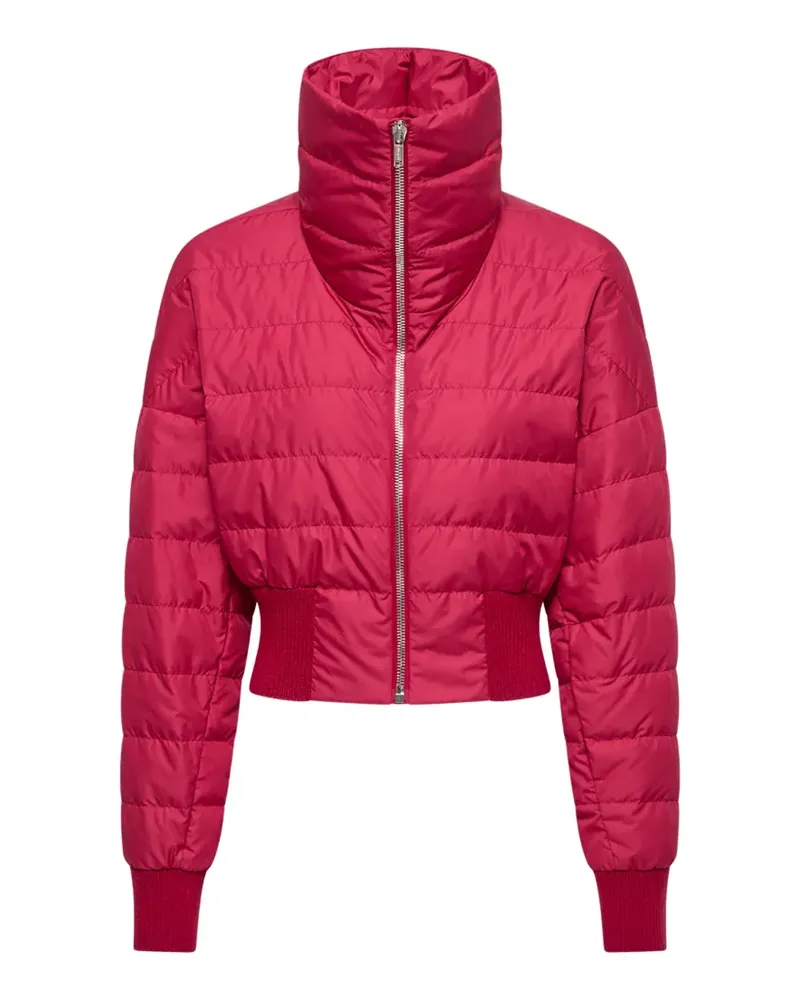 Moncler high collar embroidered logo coat - Rot Rot