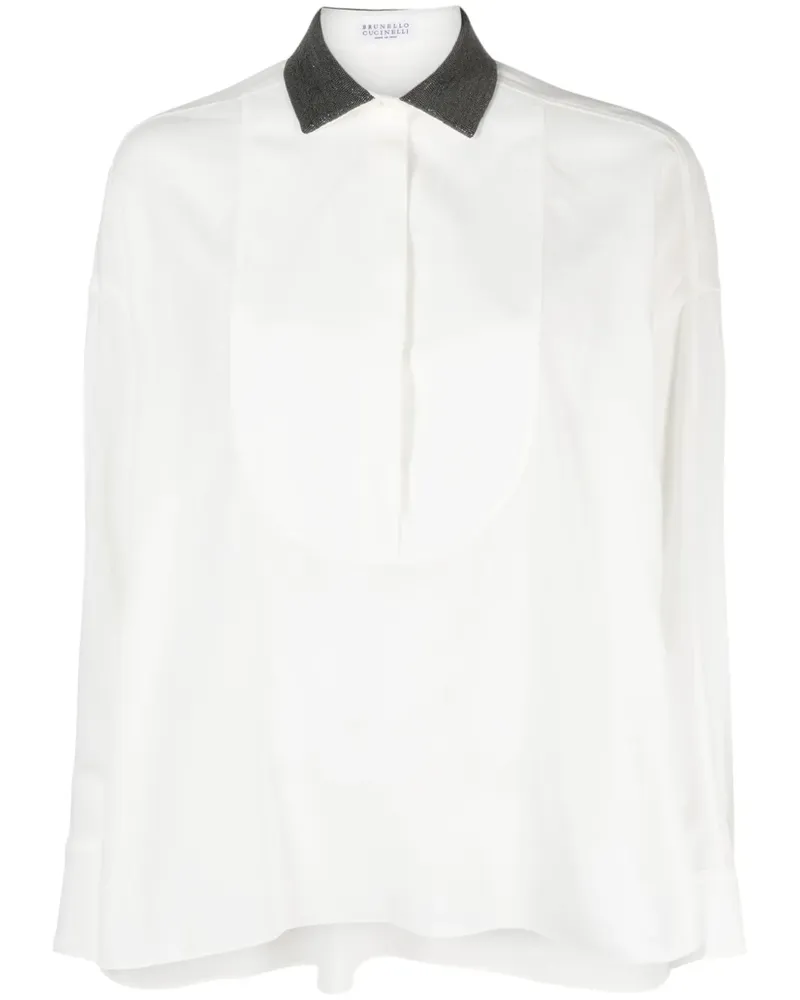 Brunello Cucinelli Hemd mit Monili-Kragen - Weiß Weiß