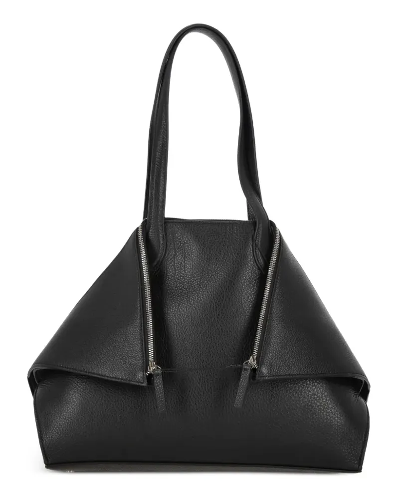 Aesther Ekme Fold Schultertasche aus Kornleder - Schwarz Schwarz