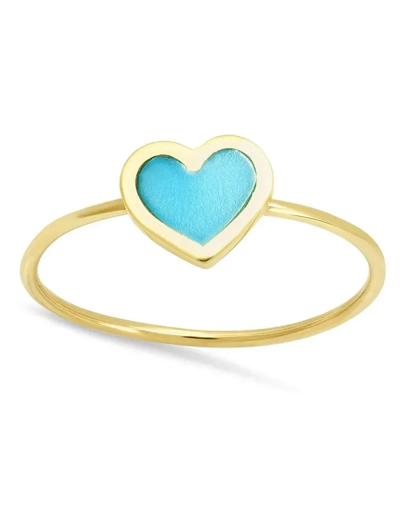Jennifer Meyer XS 18kt Gelbgoldring in Herzform mit Türkis Gold