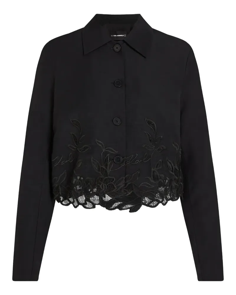 Karl Lagerfeld Bestickte Cropped-Jacke - Schwarz Schwarz