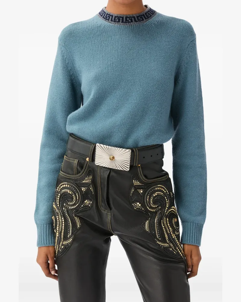 Versace wool & cashmere knit crewneck jumper - Blau Blau