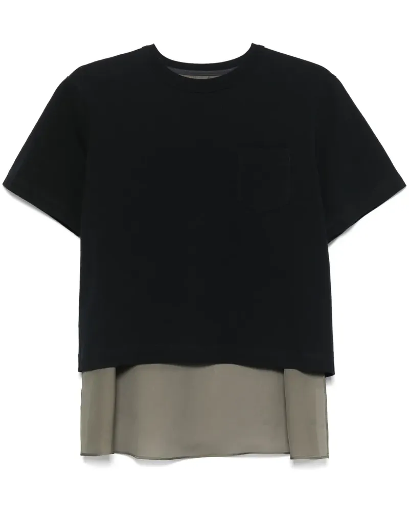 Sacai T-Shirt mit Kontrasteinsätzen - Blau Blau