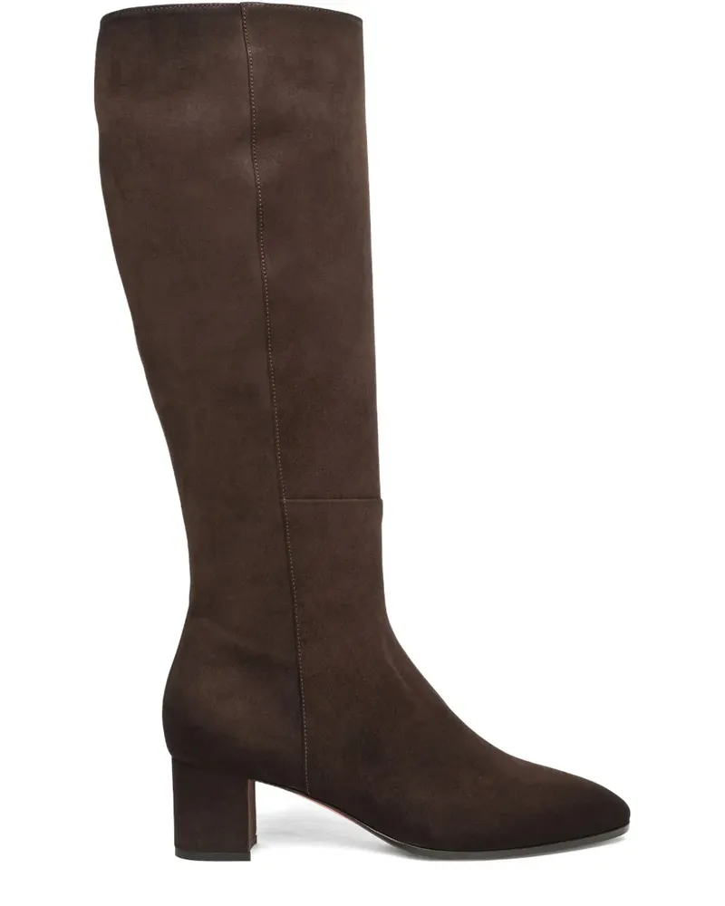 Santoni Stiefel aus Wildleder mit mittelhohem Absatz 50mm - Braun Braun