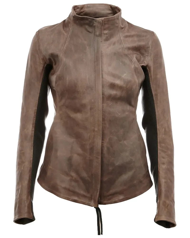 Boris Bidjan Saberi Lederjacke mit Reißverschluss - Braun Braun