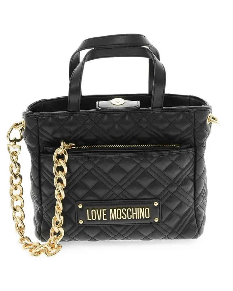 Moschino quilted logo-plaque tote bag - Schwarz Schwarz