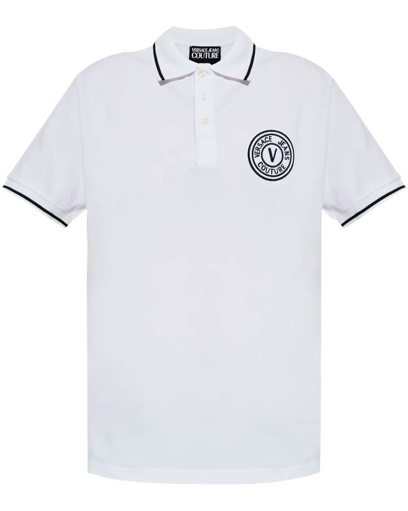 Versace Jeans Poloshirt mit V-Emblem - Weiß Weiß