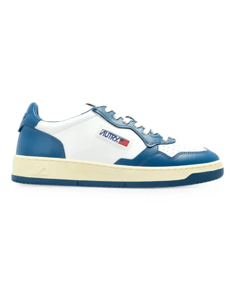 AUTRY Medalist low bicolor sneakers in white and mallard blue leather - Weiß Weiß