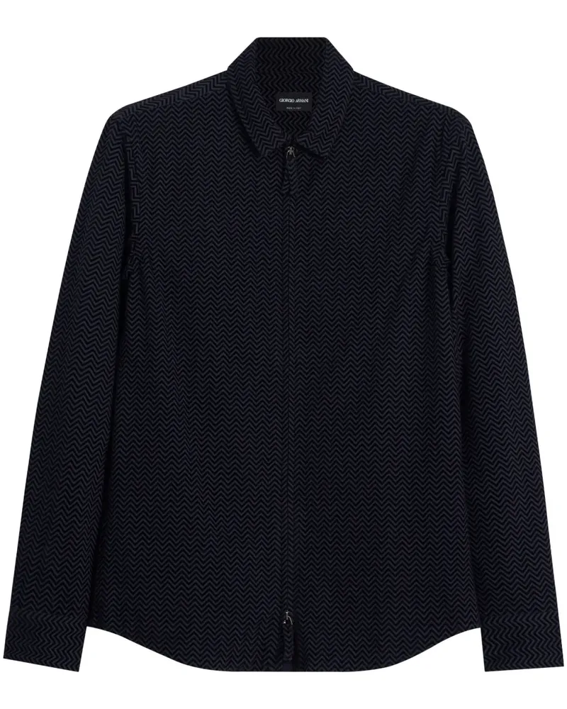 Giorgio Armani Hemd mit Zickzackmuster - Schwarz Schwarz