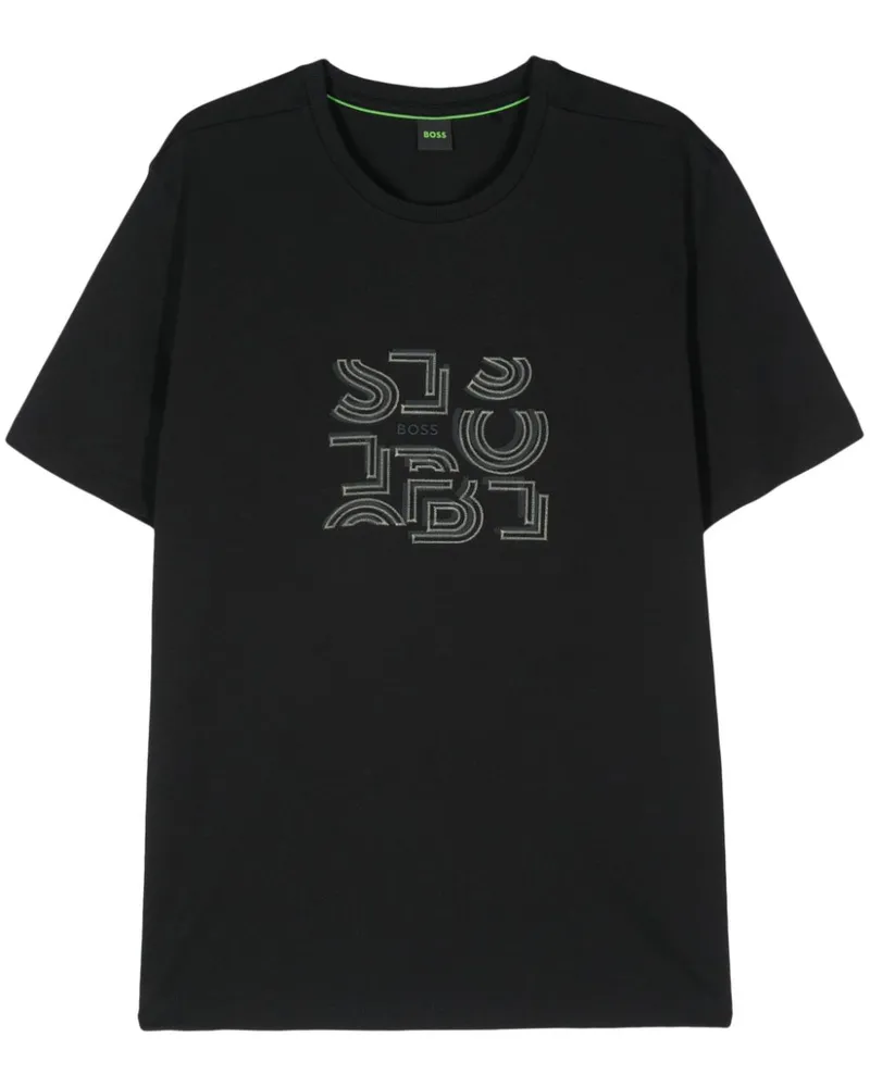 HUGO BOSS T-Shirt mit Typo-Artwork - Schwarz Schwarz
