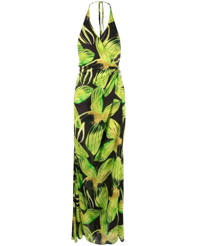 Louisa Ballou Neckholder-Kleid mit Blumen-Print - Grün Grün