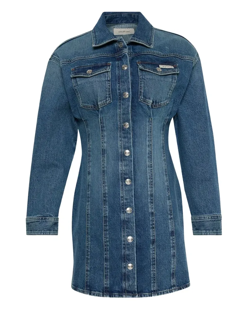 Calvin Klein buttoned pocket mini dress - Blau Blau