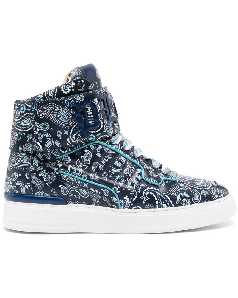 Philipp Plein High-Top-Sneakers mit Paisley-Print - Blau Blau