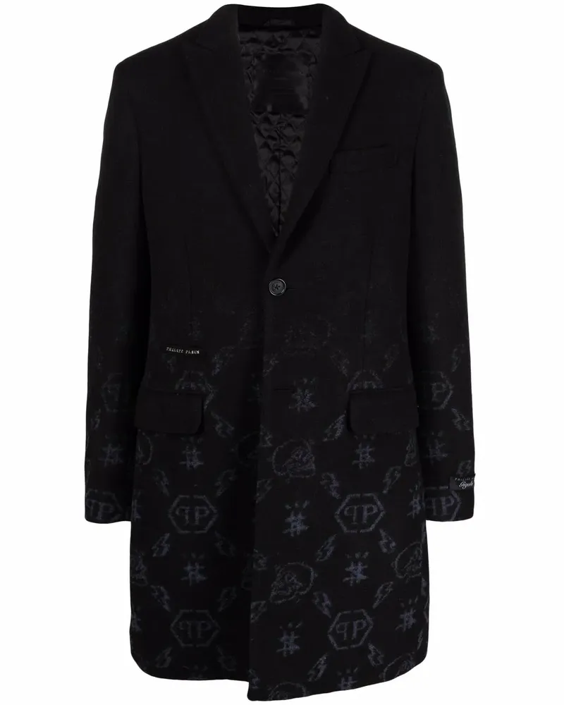 Philipp Plein Jacquard-Mantel - Schwarz Schwarz