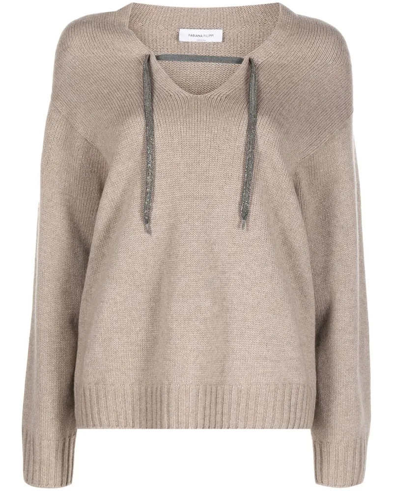 Fabiana Filippi Hoodie mit V-Ausschnitt - Nude Nude