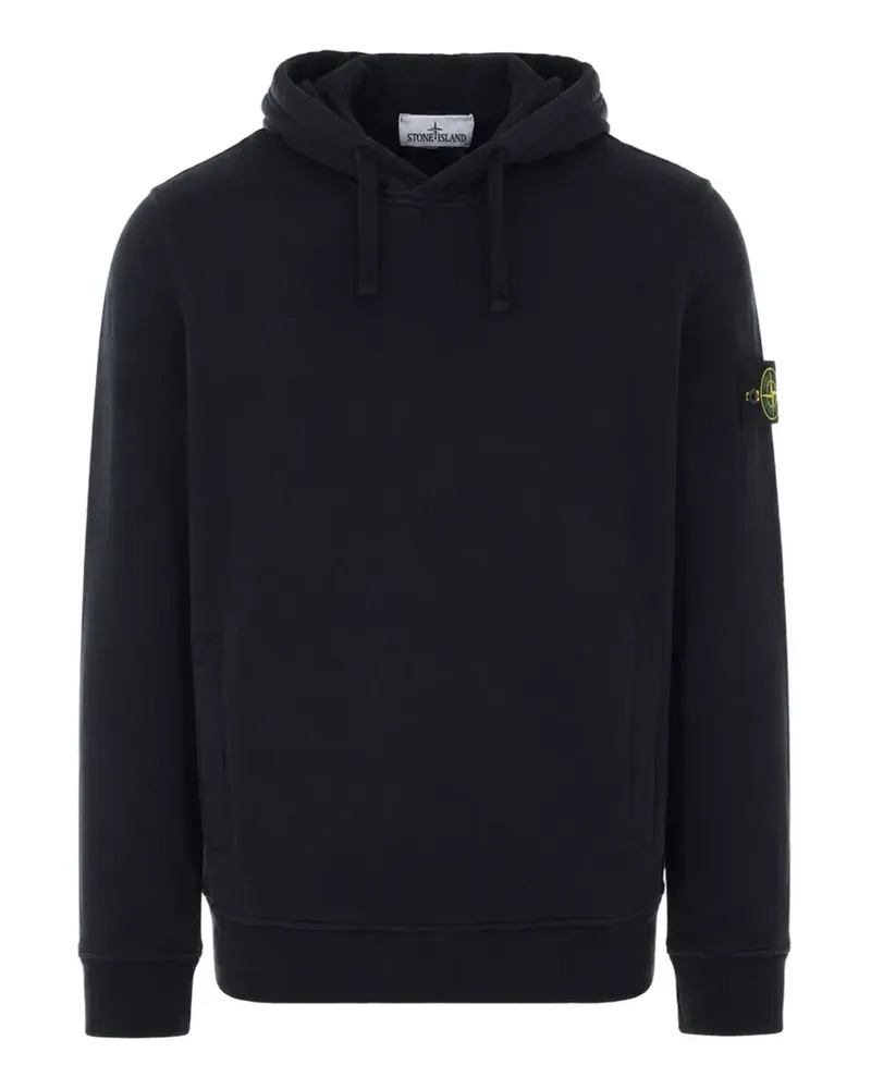 Stone Island 6100048 Hoodie aus Bio-Baumwollfleece - Schwarz Schwarz