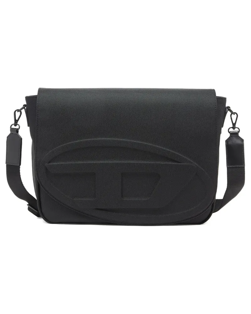 Diesel 1DR Messenger embossed flap bag - Schwarz Schwarz