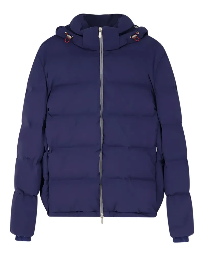 Brunello Cucinelli drawstring hood zipped padded jacket - Blau Blau