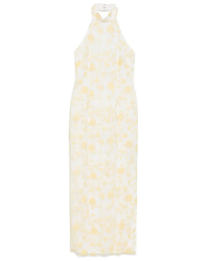 ROTATE Birger Christensen Maxikleid mit Blumenperlen - Weiß Weiß