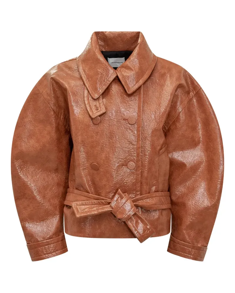 ANDAMANE Doppelreihige Jacke mit Ballonärmeln - Braun Braun