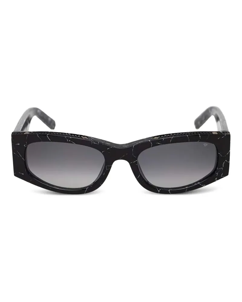 Philipp Plein Sonnenbrille mit Marmor-Effekt - Schwarz Schwarz