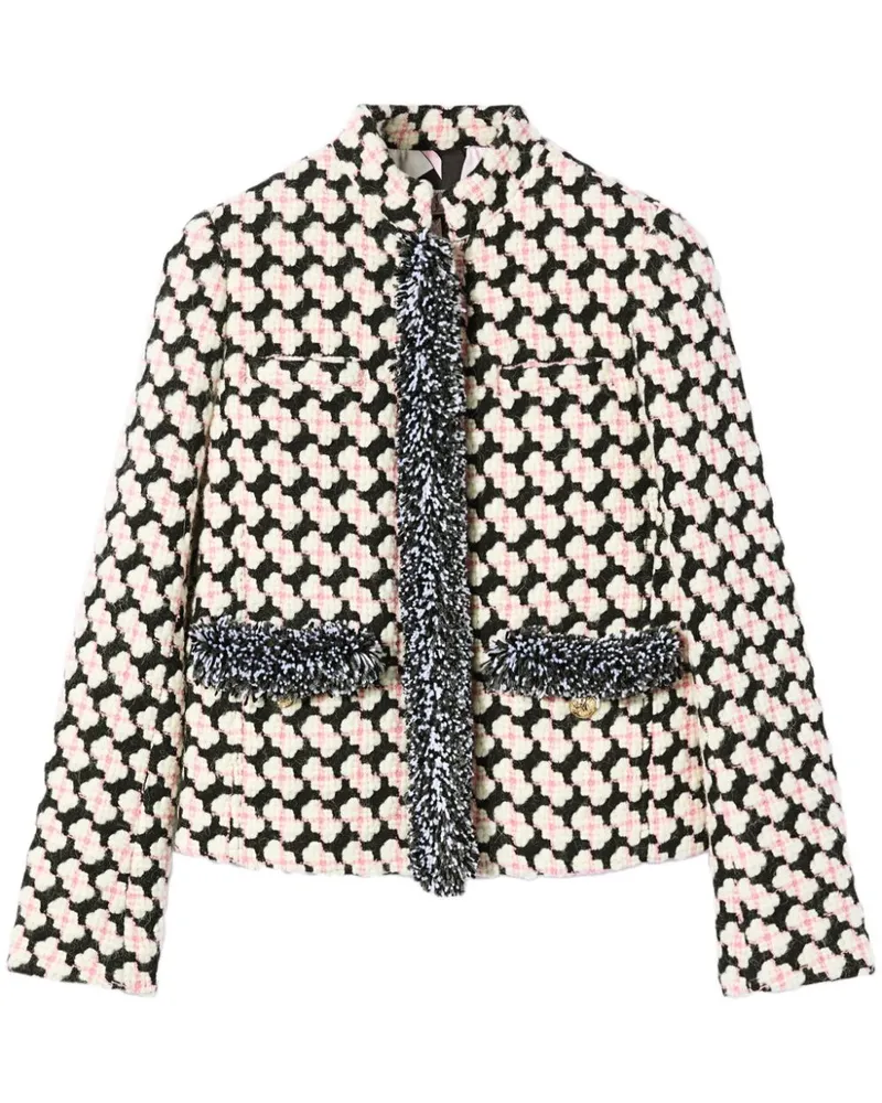 Emilio Pucci Tweed-Jacke mit Fransen - Schwarz Schwarz